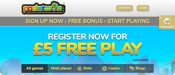 PocketWin Review - £5 Free No Deposit Casino Bonus