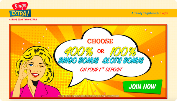 400% First Deposit Bonus at Bingo Extra