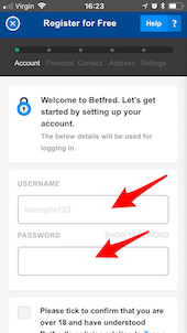Betfred Registration Step 3