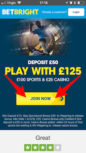 BetBright "Join Now" - Step #2