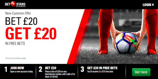 Betstars Free Bet Welcome Bonus - 2x£10 Free Bets